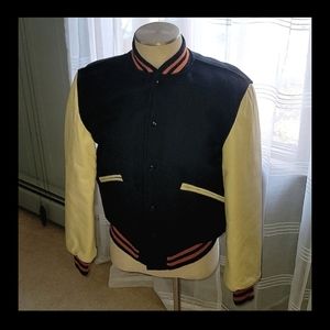 Youth vintage orange and black letterman jacket